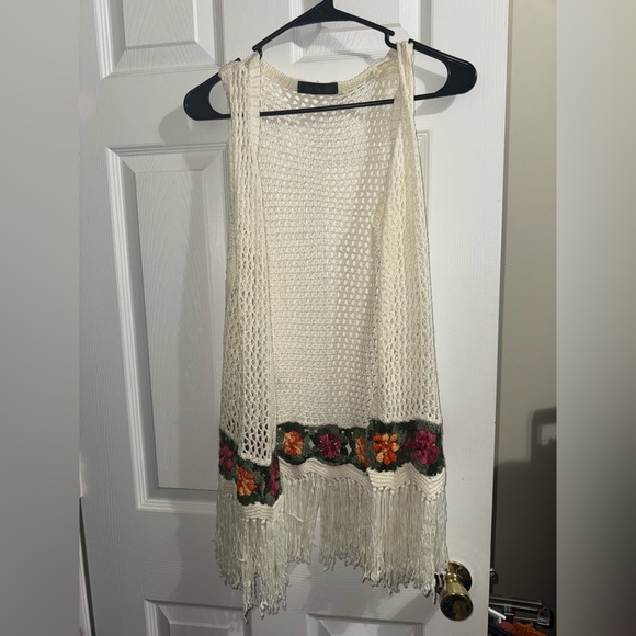 Floral Embroidered Cream Knit Cardigan - Picture 3 of 7